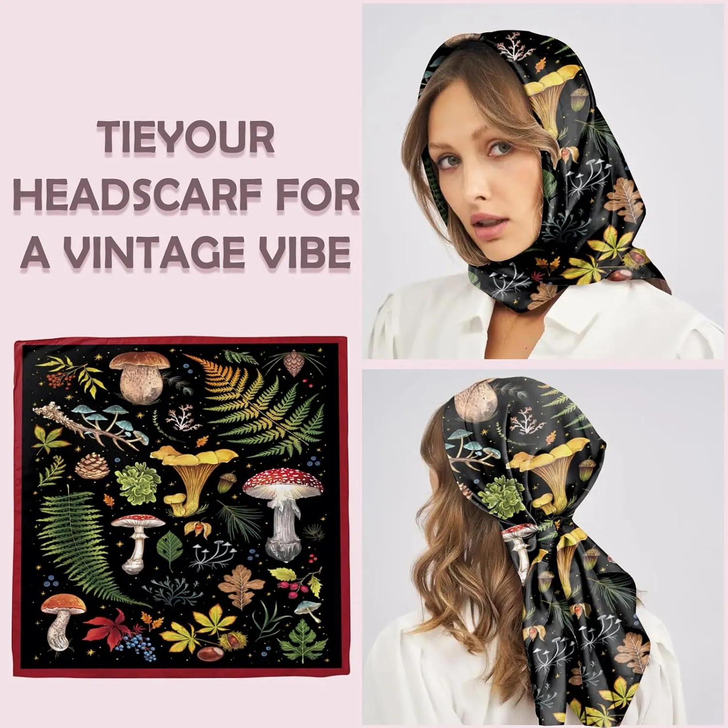 Scarf Silk Feeling Large Square Satin Head Hair Wrap Lightweight Fashion Cute Aesthetic 27.5 Inches for Women Girls