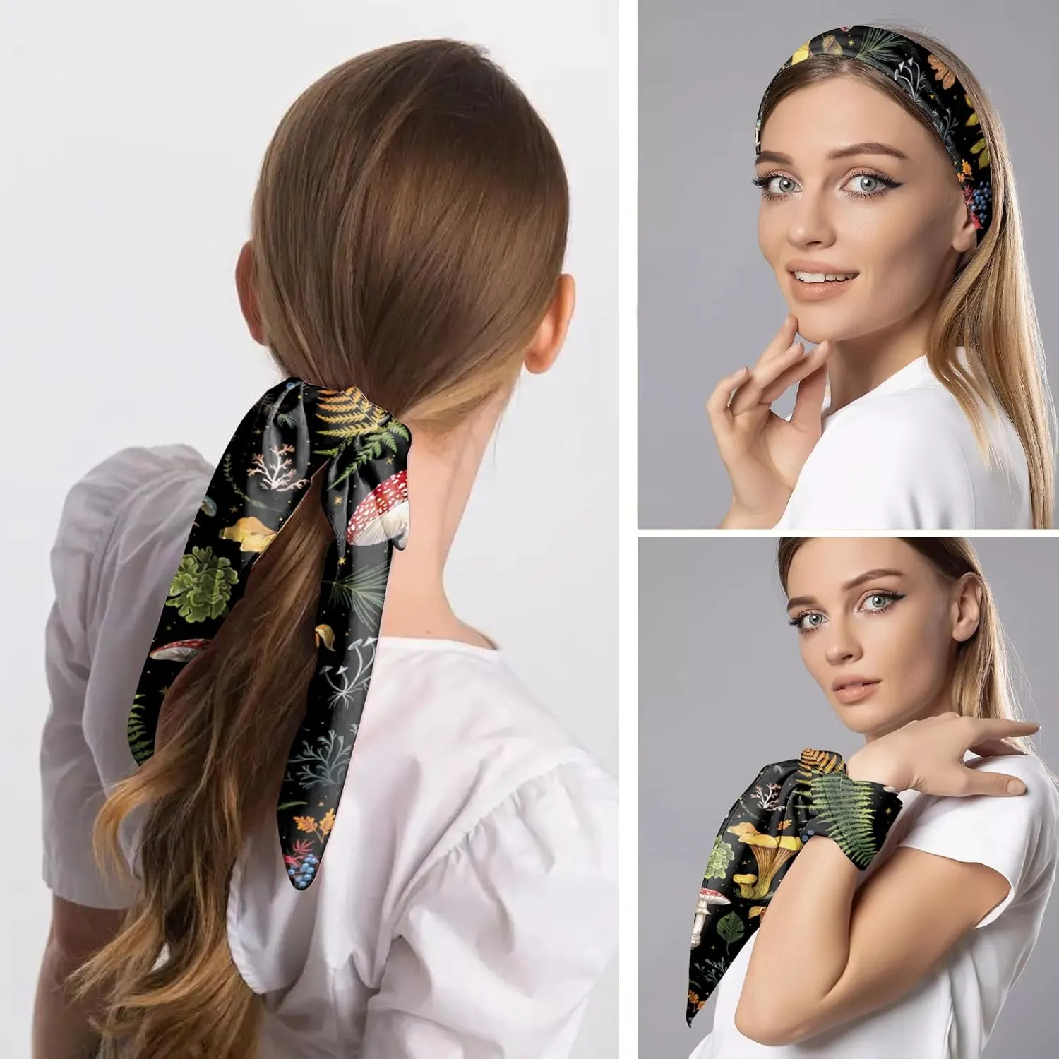 Scarf Silk Feeling Large Square Satin Head Hair Wrap Lightweight Fashion Cute Aesthetic 27.5 Inches for Women Girls