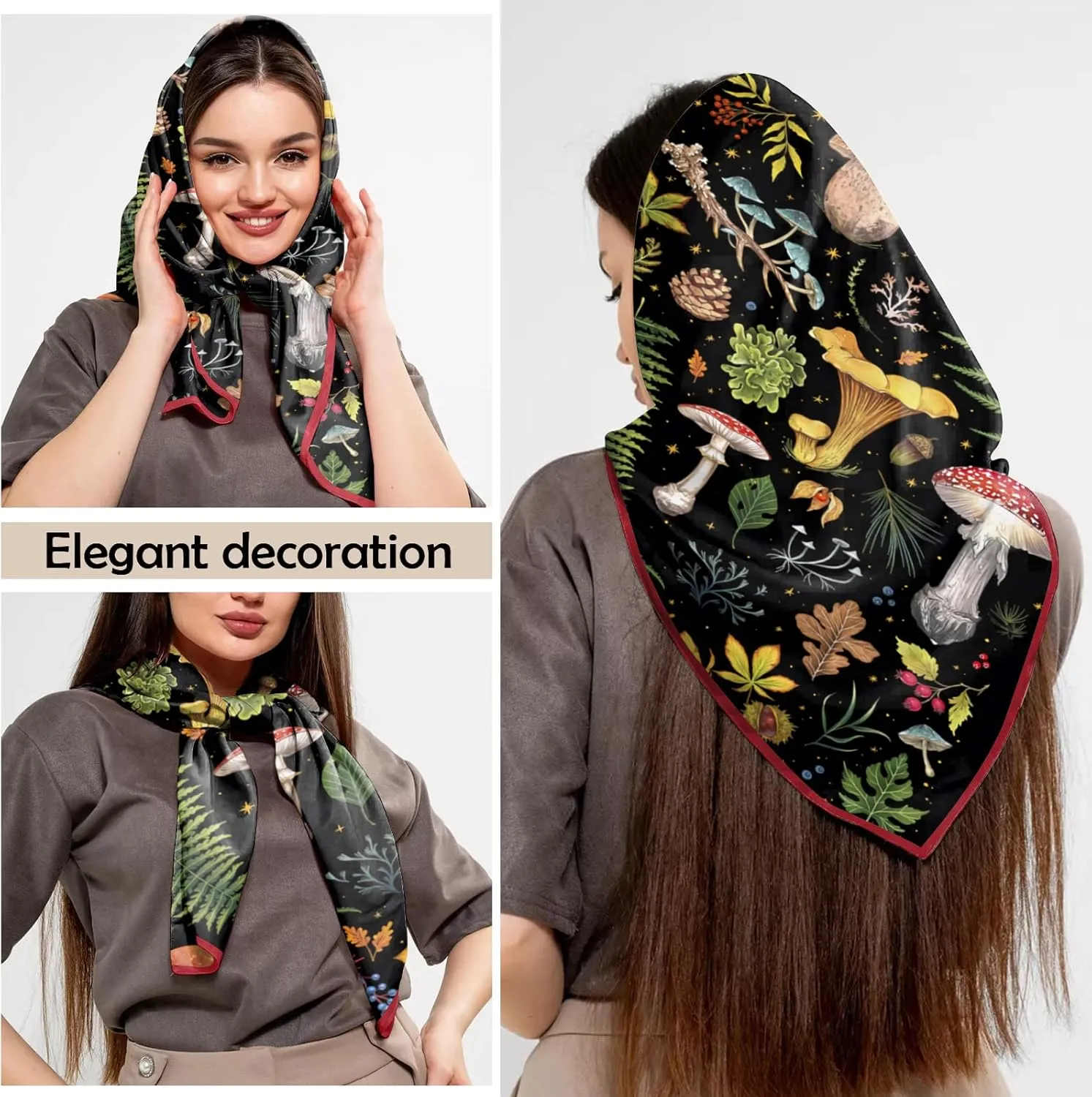 Scarf Silk Feeling Large Square Satin Head Hair Wrap Lightweight Fashion Cute Aesthetic 27.5 Inches for Women Girls
