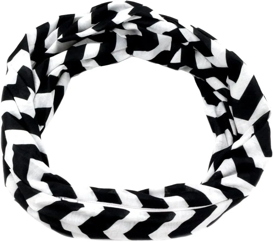 Shop Chevron Scarf for Women - Zipper Pocket Storage for Phone and Keys (Black)