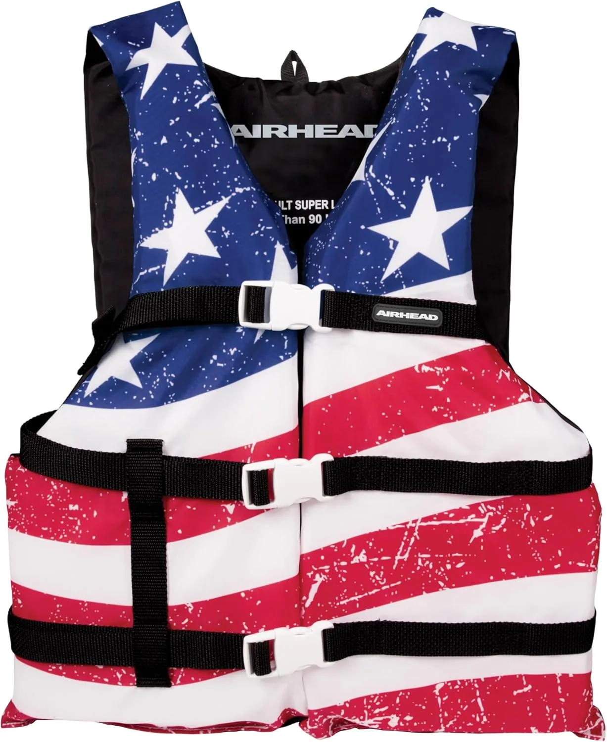 Sportstuff Type III Life Jacket US Coast Guard Approved Open Sides with 3 Body Belts & Buckles Quick Dry Fabric, Secure Fit, Comfortable Stars & Stripes