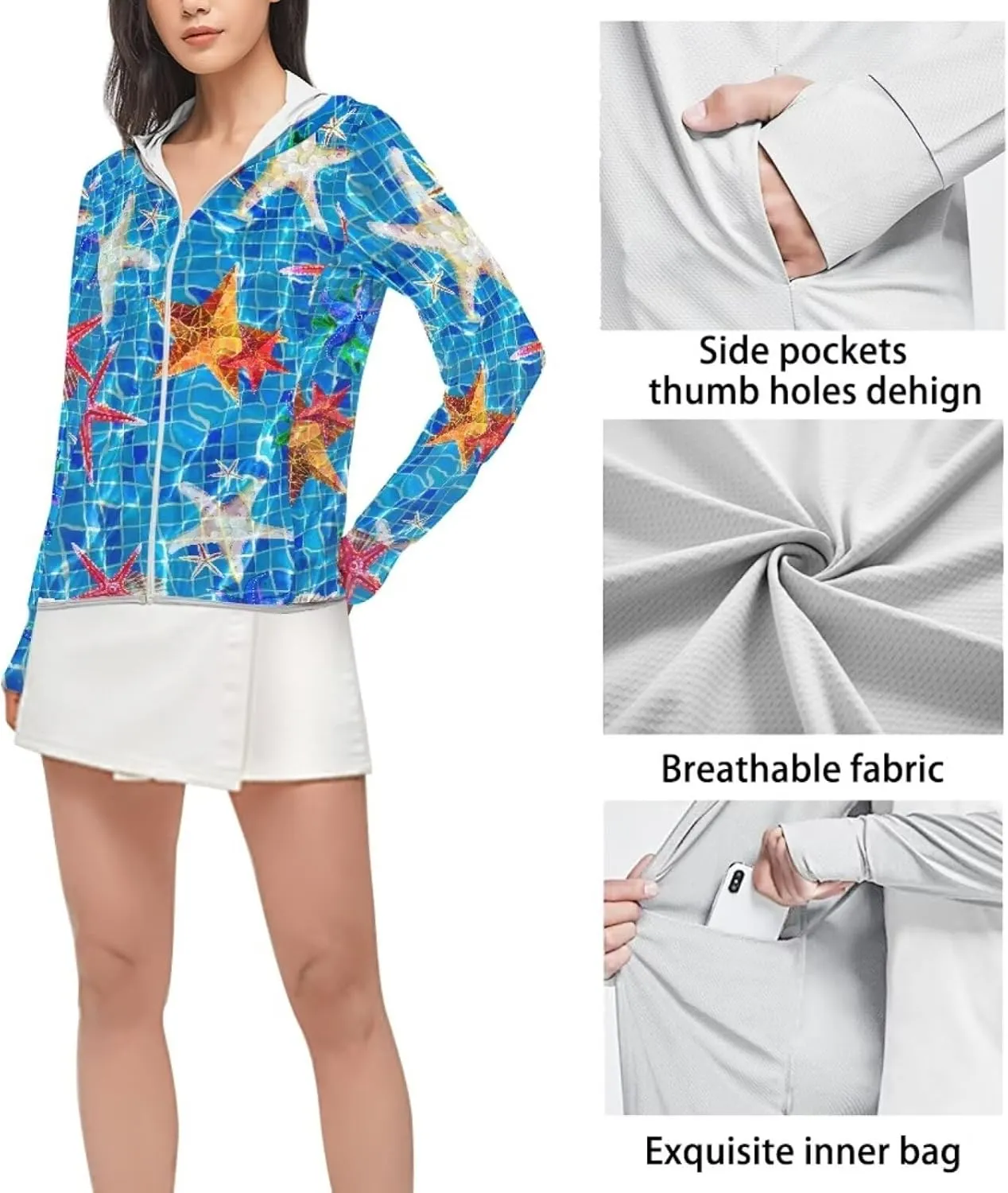 Sun Protection Hoodie Long Sleeve Active Shirts Outdoor UV Clothing