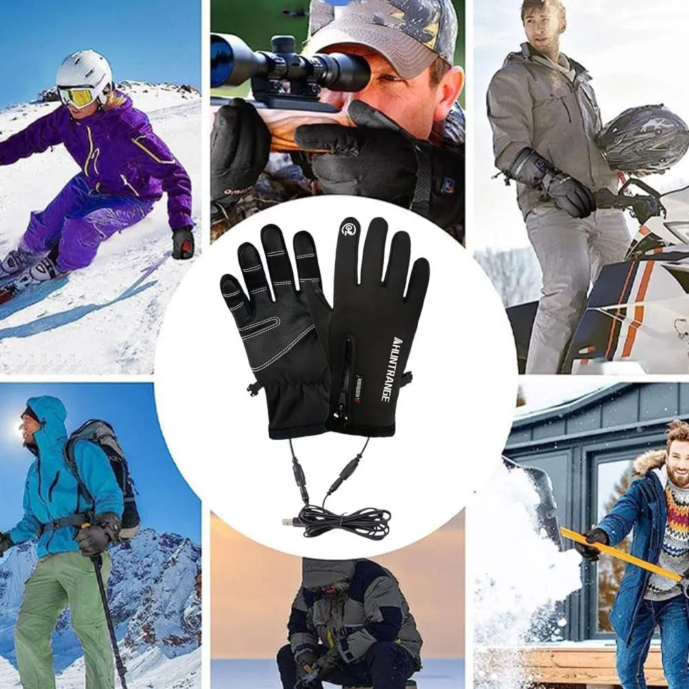 USB Heated Gloves for Men and Women,Touch Screen Thermal Hand Warming Windproof Gloves,Winter Warm Glove Liners, Thin Gloves Riding Ski Snowboarding Hiking Cycling Hand Warmers with 4.92 Cable