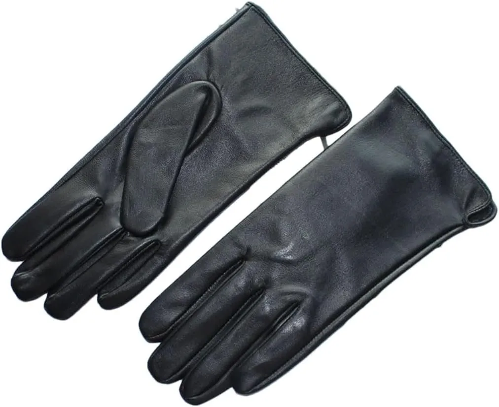 Women Sheepskin Touch Screen Gloves Single Leather Thin Unlined Classic Solid Straight Driving Gloves