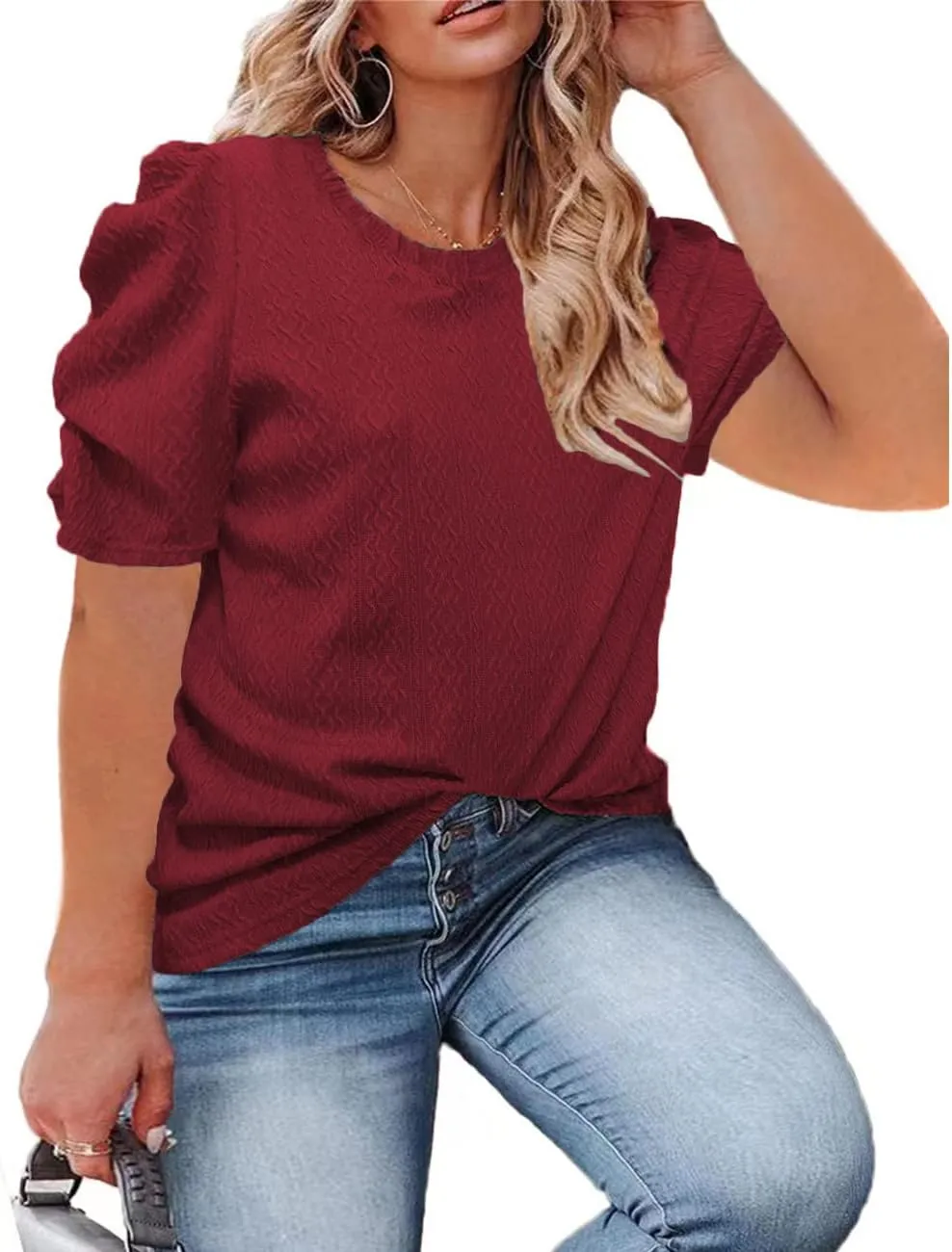 Womens Plus Size Tops Petal Short Sleeve Sweater Top Blouse Shirts 1X-5X