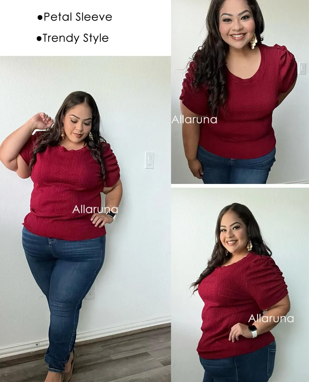 Womens Plus Size Tops Petal Short Sleeve Sweater Top Blouse Shirts 1X-5X