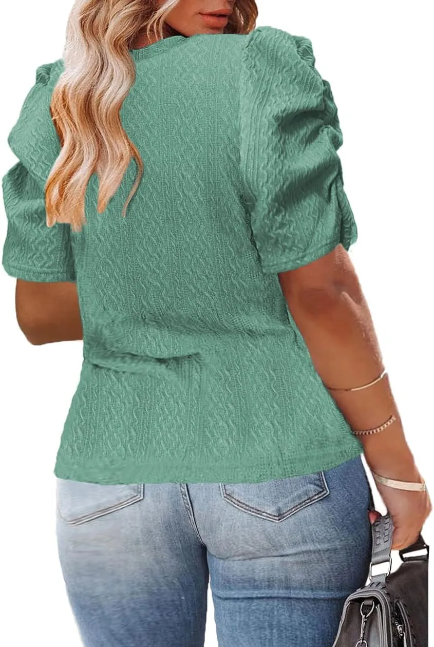 Womens Plus Size Tops Petal Short Sleeve Sweater Top Blouse Shirts 1X-5X