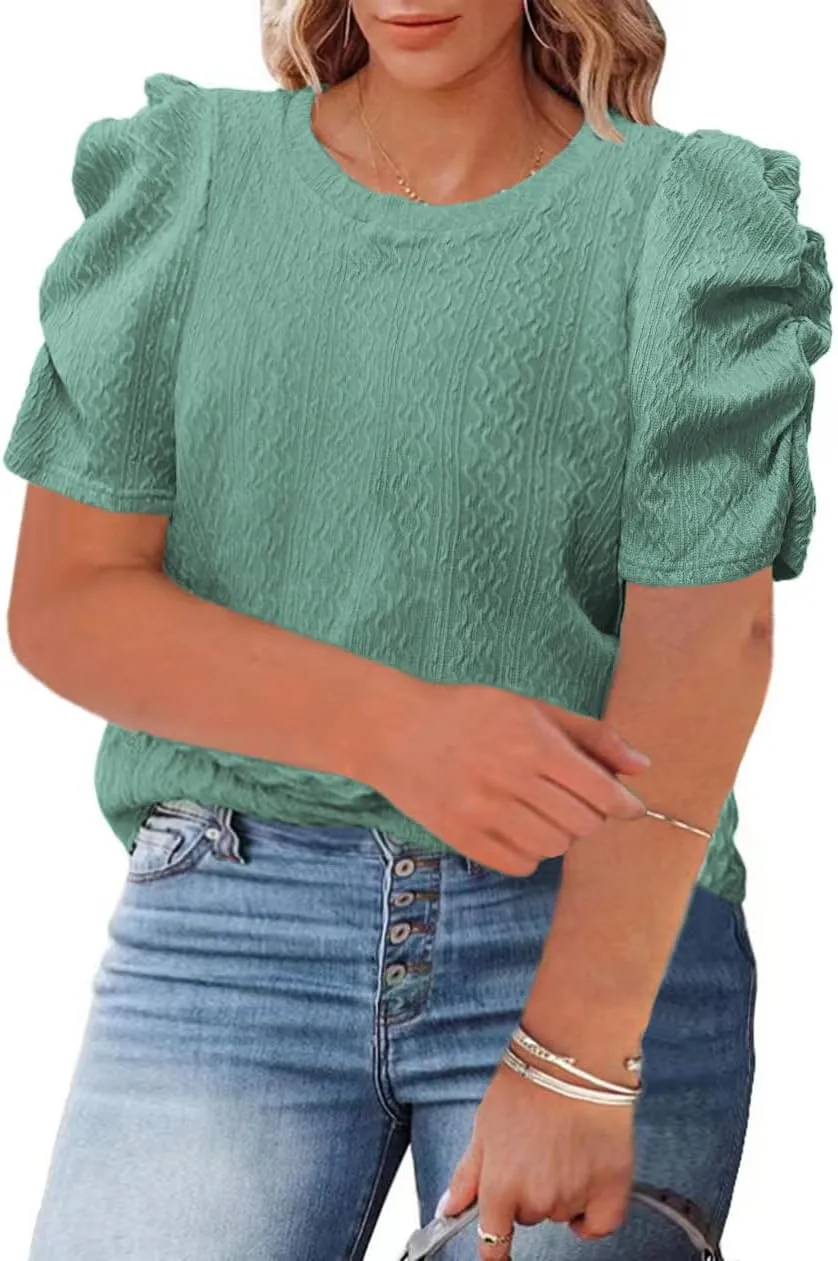 Womens Plus Size Tops Petal Short Sleeve Sweater Top Blouse Shirts 1X-5X