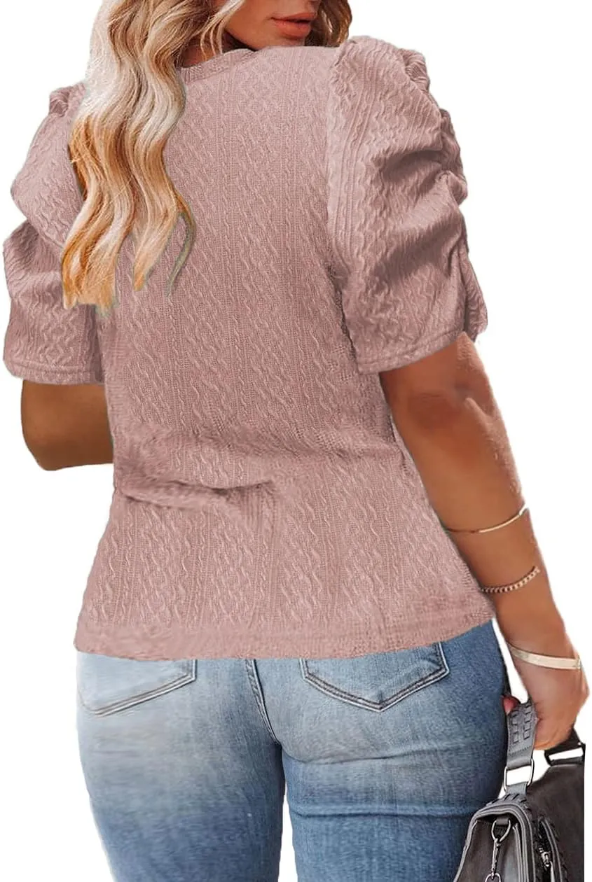 Womens Plus Size Tops Petal Short Sleeve Sweater Top Blouse Shirts 1X-5X