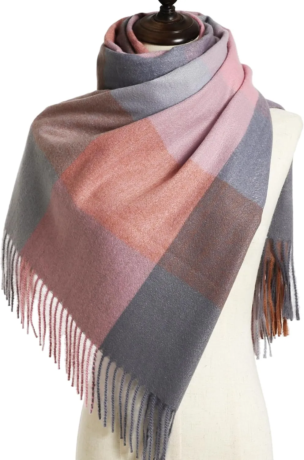 Womens Scarf Winter Blanket Cashmere Feel Large Scarves Thick Soft Warm Plaid Chunky Scarfs