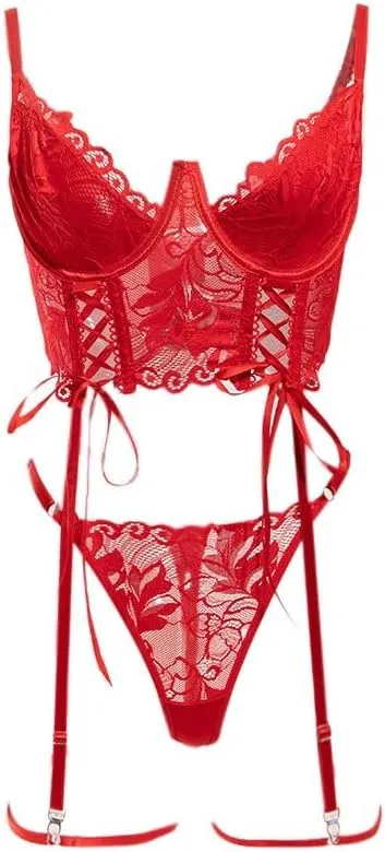Women's Sexy Lace Underwear Set Fashionable Tie Rope Design Comfortable Wear for