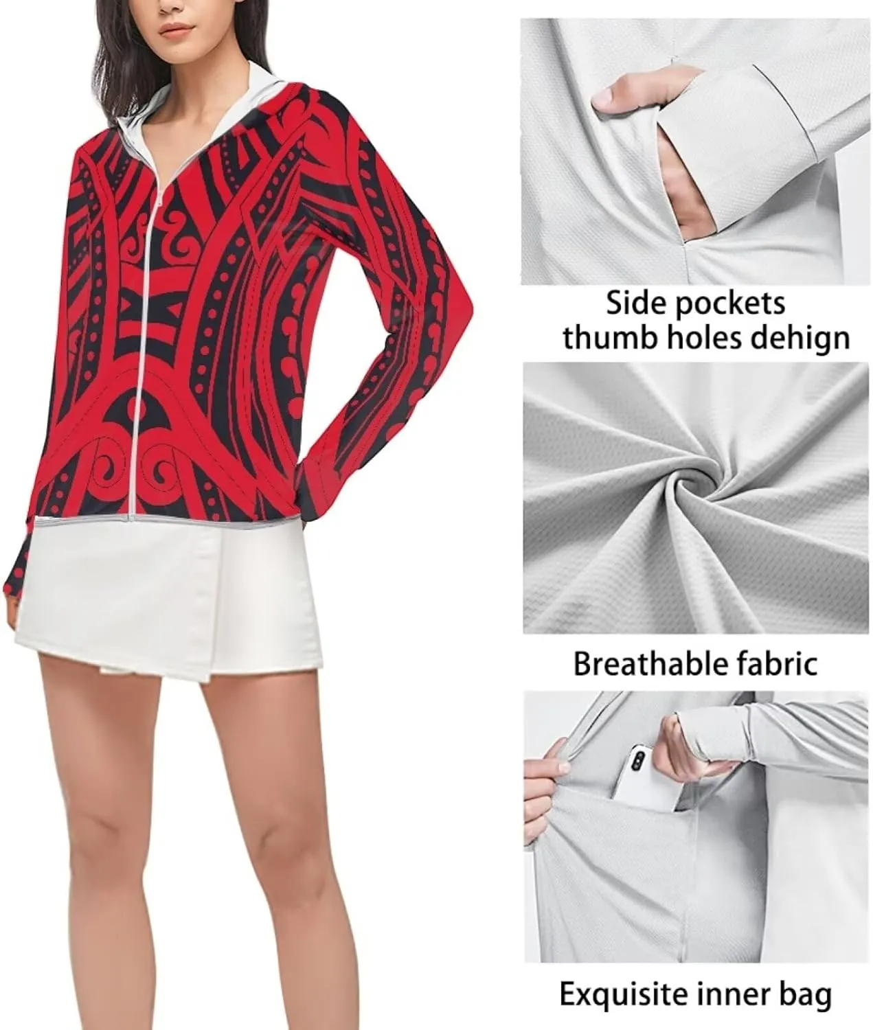 Zip UPF 50  Sun-Proof Hoodie Breathable Quick Dry Sun Protection Shirts