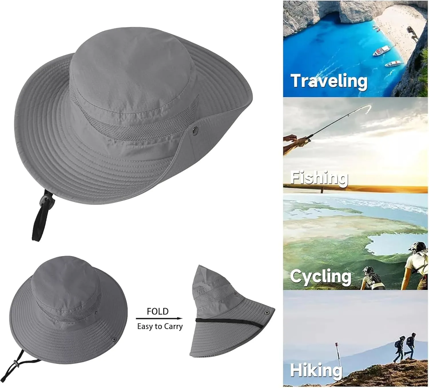 ZOORON Sun Hats for Men Women Fishing Hat UPF 50  Breathable Wide Brim for Safari Beach Hiking Garden